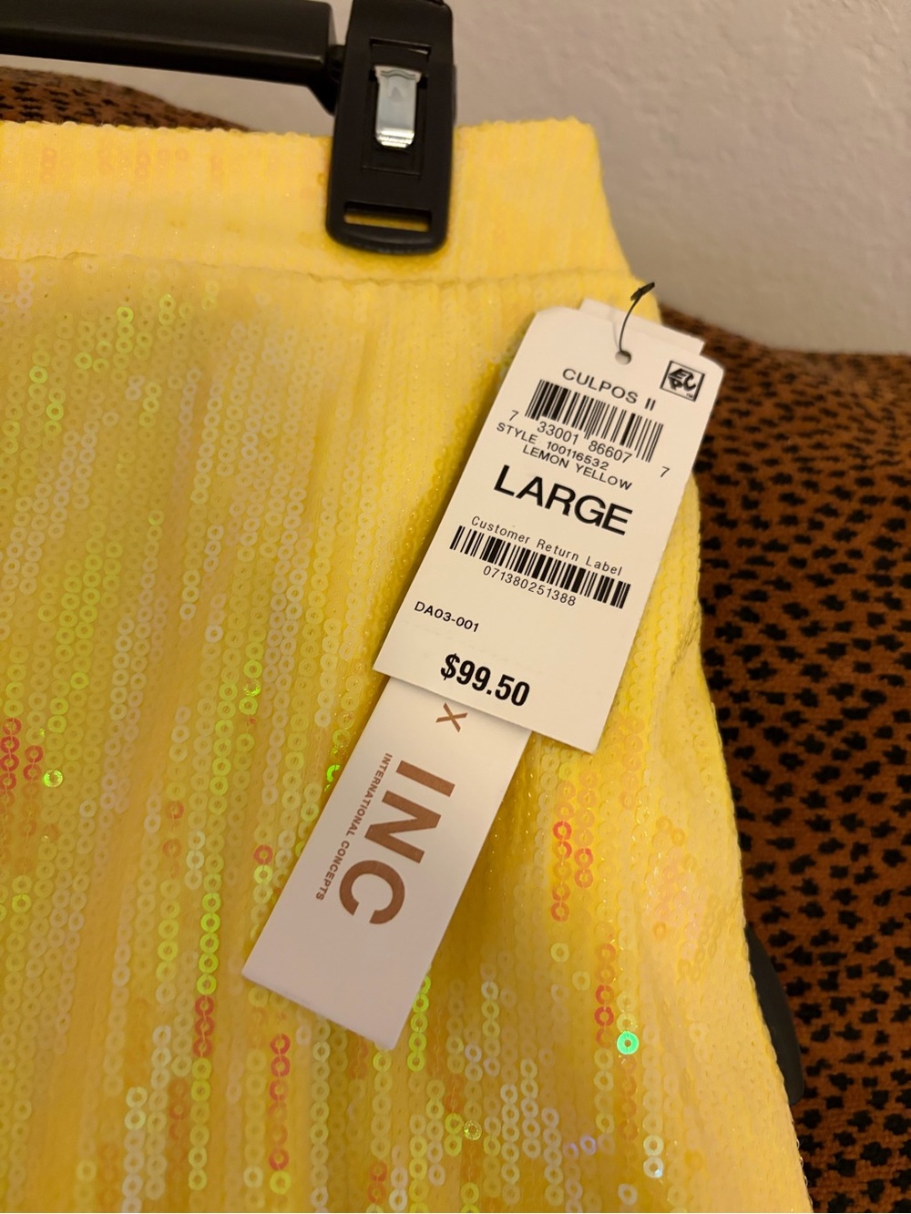 INC International Concepts Yellow Sequin Women's Wide leg pants